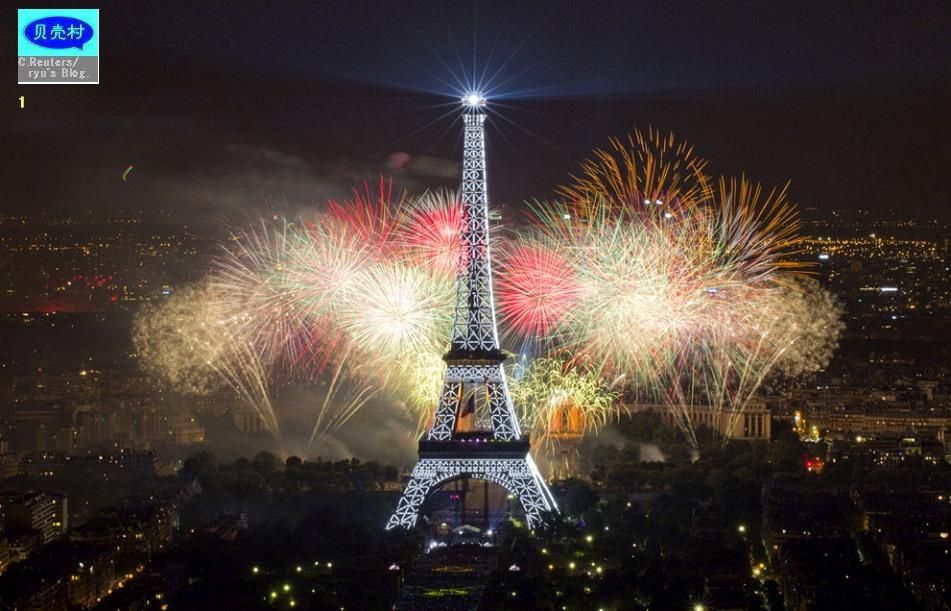 鸟瞰巴黎在万钟齐鸣的法国独立日