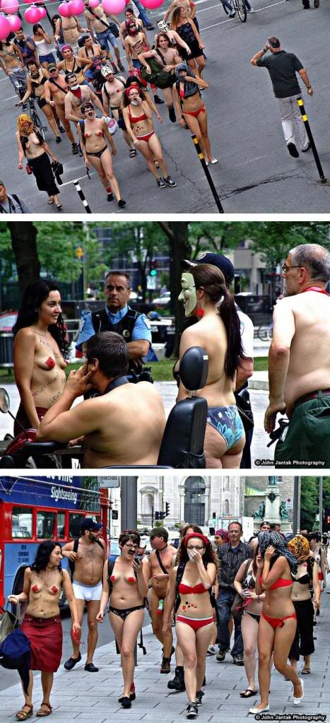 发自加拿大魁北克“赤裸裸”的抗议