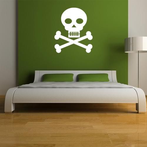 Skull Crossbones Vinyl Wall Art Sticker Boys Bedroom Decor PI035 ...