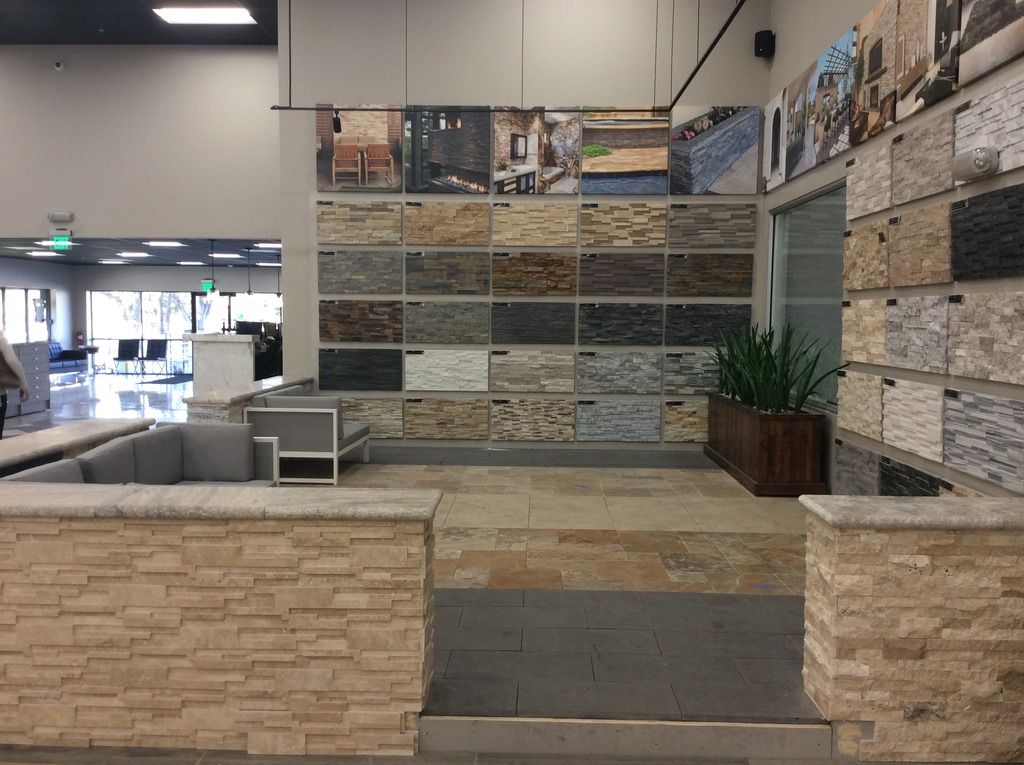Indoor hardscaping gallery showcasing pavers and stacked stone