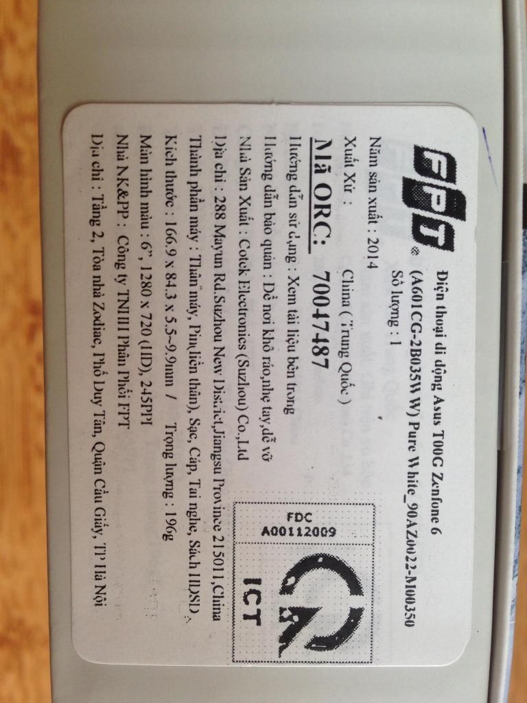 Zenfone 6 A601CG white hàng chính hãng FPT mới 100% BH 12 tháng - 1