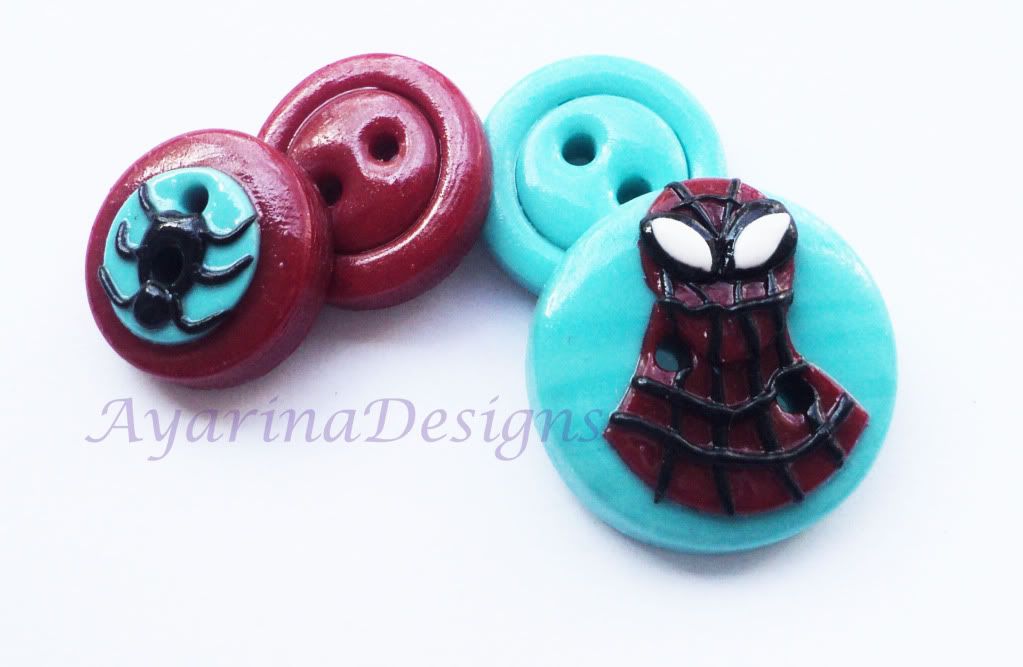 Spiderman - set of 4 polymer clay buttons
