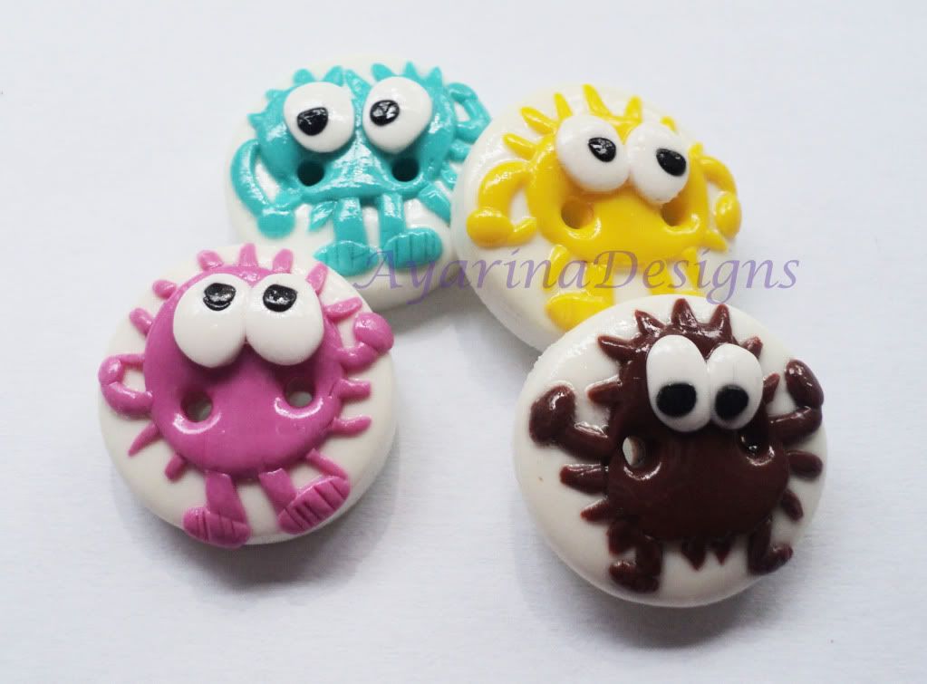 Ooga Booga - set of 4 polymer clay buttons