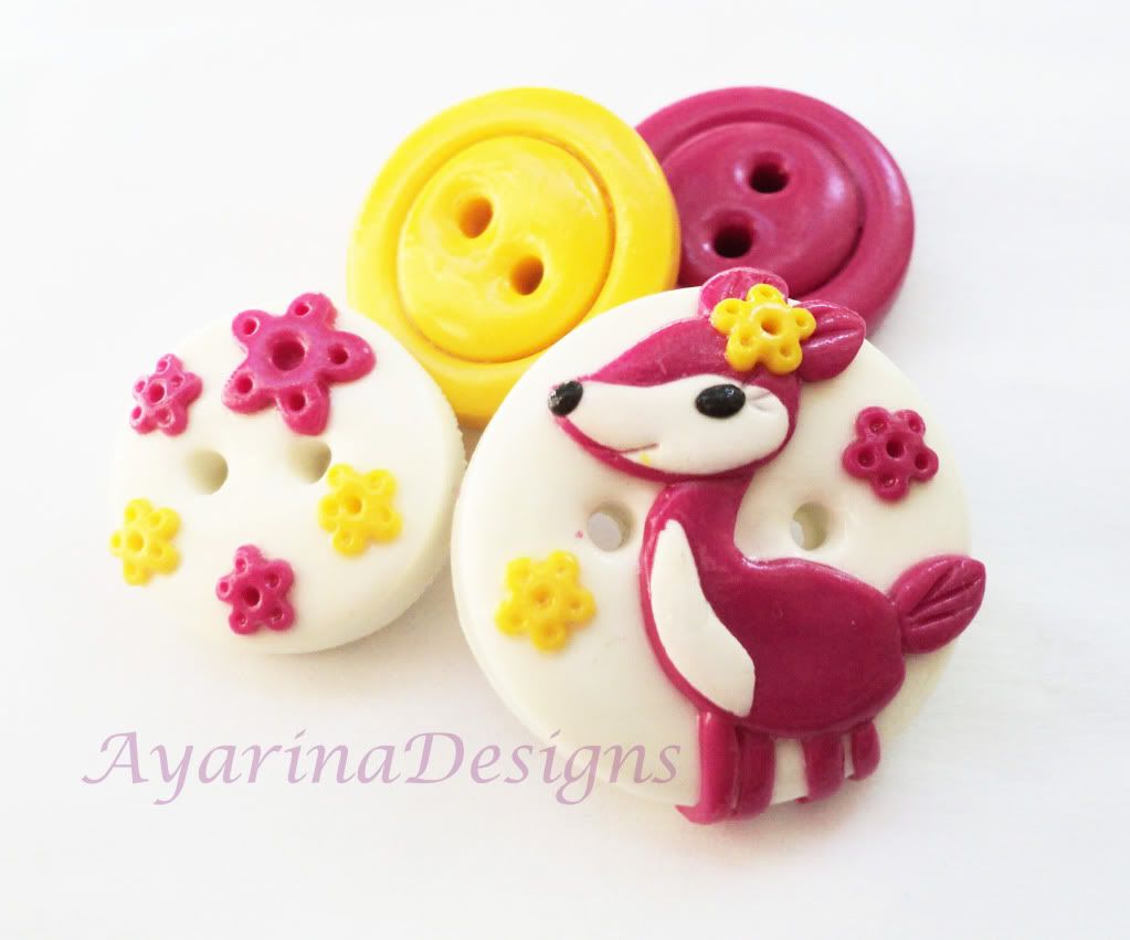 Bamby - set of 4 polymer clay buttons