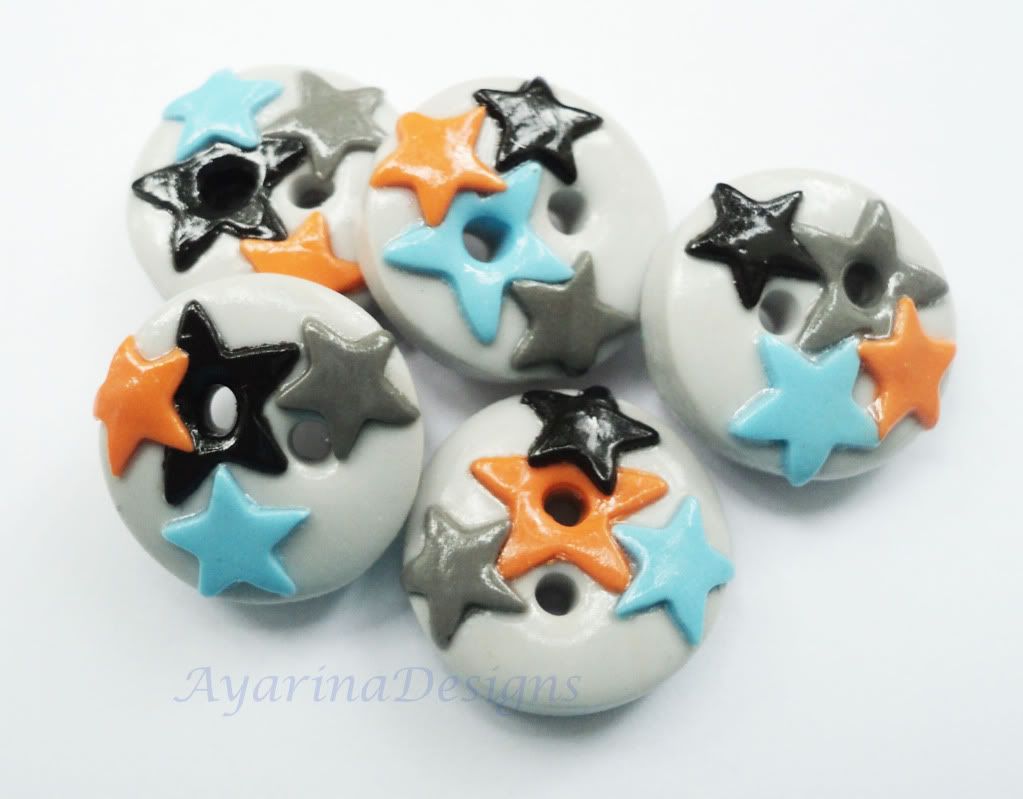 Little stars - set of 5 polymer clay buttons