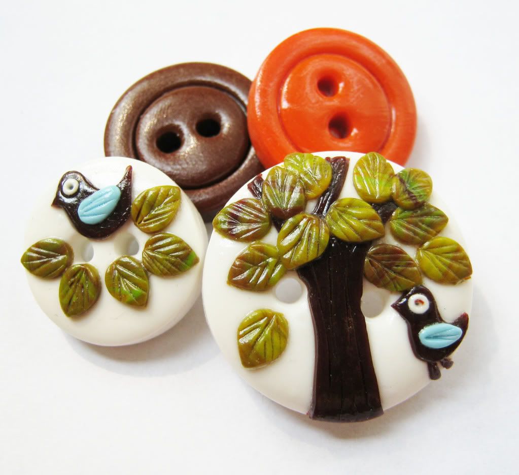 Autumn feelings - set of 4 polymer clay buttons