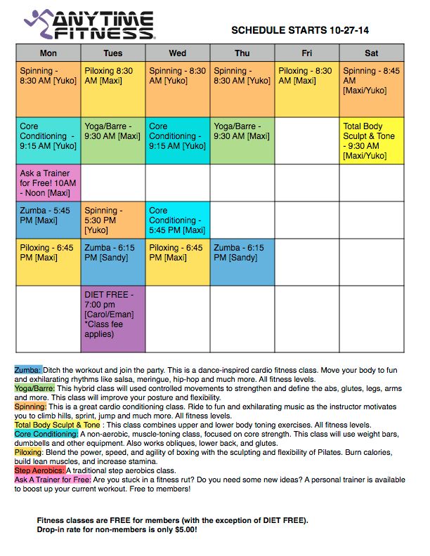 24 Hour Fitness Group X Schedule