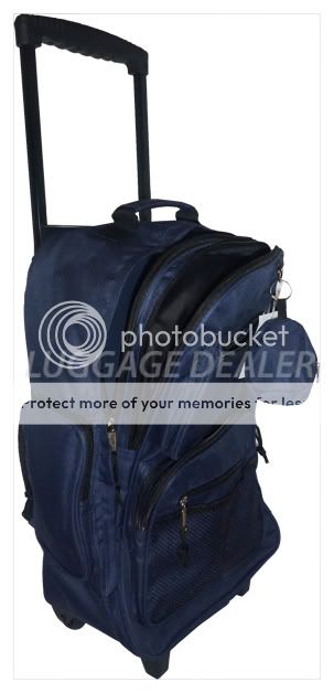19 Wheel Back Pack Rolling Luggage School Book Bag Travel BLACK BLUE 
