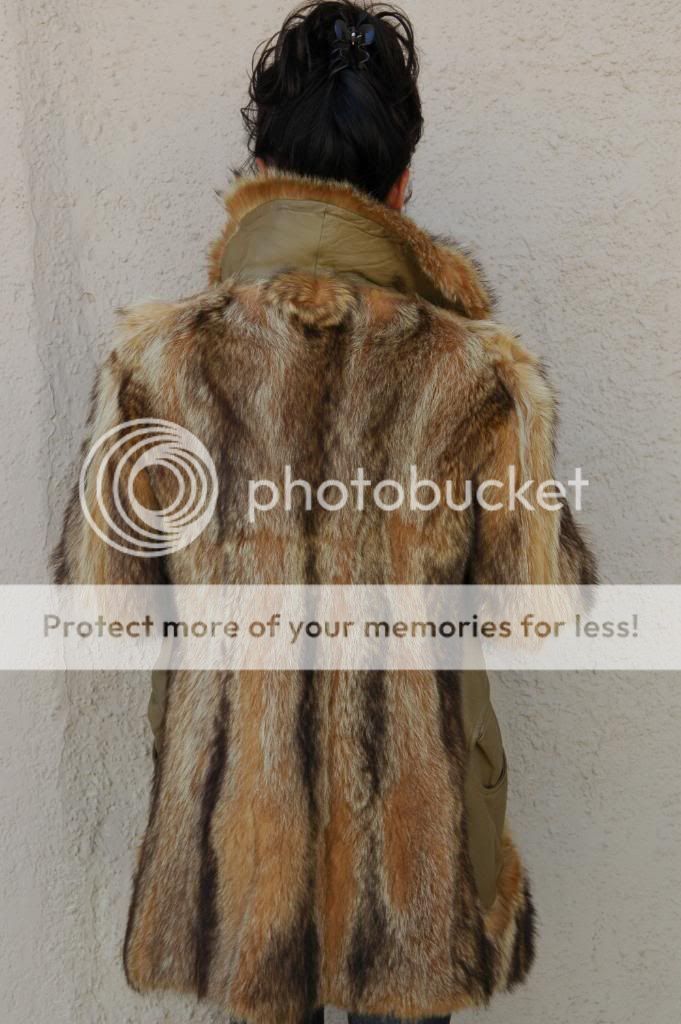 Vtg CHuBBy ShaGGy RED FOX Fur Coat w/ Leather Princess Coat  