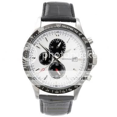 crisp white dial silver hour batons silver hour minute second